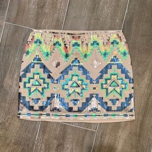 Express Multicolor Sequin Mini Skirt
